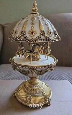 Faberge Imperial Mechanical Carousel Egg Music Box Franklin Mint Manual Works