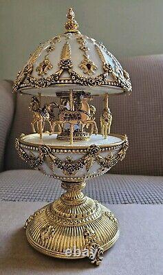 Faberge Imperial Mechanical Carousel Egg Music Box Franklin Mint Manual Works