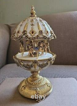Faberge Imperial Mechanical Carousel Egg Music Box Franklin Mint Manual Works