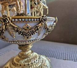 Faberge Imperial Mechanical Carousel Egg Music Box Franklin Mint Manual Works