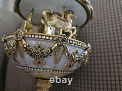 Faberge Imperial Mechanical Carousel Egg Music Box Franklin Mint Manual Works