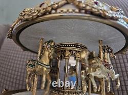 Faberge Imperial Mechanical Carousel Egg Music Box Franklin Mint Manual Works