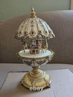 Faberge Imperial Mechanical Carousel Egg Music Box Franklin Mint Manual Works