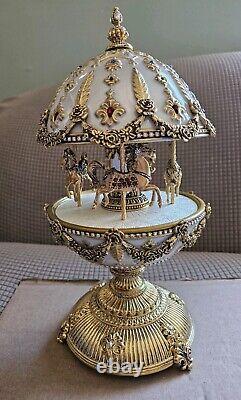 Faberge Imperial Mechanical Carousel Egg Music Box Franklin Mint Manual Works