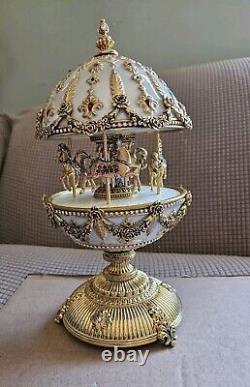 Faberge Imperial Mechanical Carousel Egg Music Box Franklin Mint Manual Works