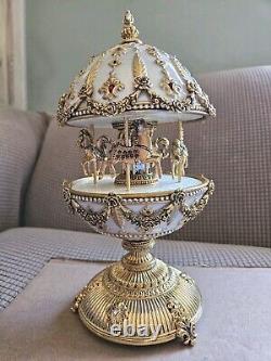 Faberge Imperial Mechanical Carousel Egg Music Box Franklin Mint Manual Works