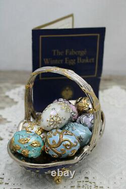 Fabergé The Franklin Mint (TFM) Winter Egg Basket, 9 Eggs with COA Porcelain