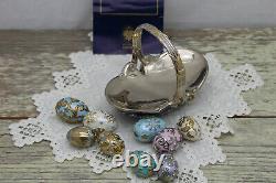 Fabergé The Franklin Mint (TFM) Winter Egg Basket, 9 Eggs with COA Porcelain