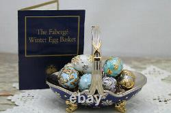 Fabergé The Franklin Mint (TFM) Winter Egg Basket, 9 Eggs with COA Porcelain