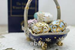 Fabergé The Franklin Mint (TFM) Winter Egg Basket, 9 Eggs with COA Porcelain