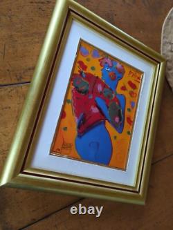 Fan Dancer by Peter Max Franklin Mint Porcelain Plaque With COA, Framed