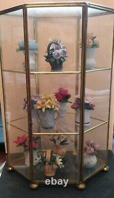 Flowers Of The Year Franklin Mint Porcelain Miniatures Orig. Glass/Bronze Case