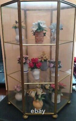 Flowers Of The Year Franklin Mint Porcelain Miniatures Orig. Glass/Bronze Case