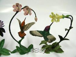 Four 1988 Franklin Mint Porcelain On Bronze Hummingbird Figurines
