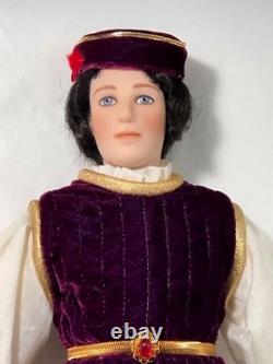 Franklin Heirloom Collection Handpainted Porcelain Romeo & Juliet Dolls with Stand