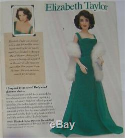 Franklin Heirloom Doll Elizabeth Taylor Porcelain Emerald Green Dress NRFB