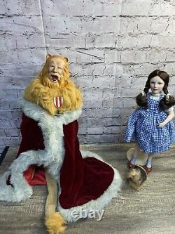 Franklin Heirloom Dolls Wizard Of Oz Cowardly Lion & Dorothy Porcelain Doll Set