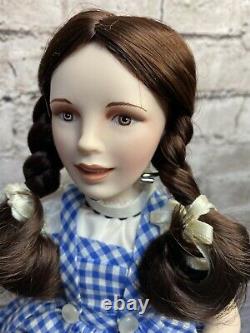 Franklin Heirloom Dolls Wizard Of Oz Cowardly Lion & Dorothy Porcelain Doll Set