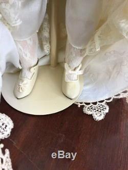 Franklin Heirloom Mint Bebe Bru 21Porcelain wedding bride Doll Victorian blonde