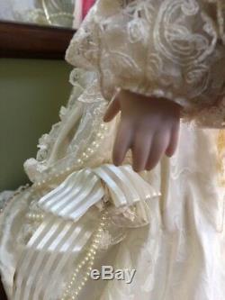 Franklin Heirloom Mint Bebe Bru 21Porcelain wedding bride Doll Victorian blonde
