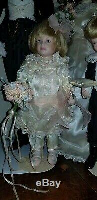 Franklin Heirloom Mint Gibson Girl Bride Doll 22 Porcelain Doll With Groom & 2