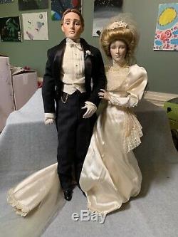 Franklin Heirloom Mint The Gibson Girl Bride Doll 22 Porcelain Doll With Groom