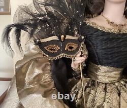 Franklin Heirloom Queen of the Masquerade Ball Porcelain Doll With Display Case