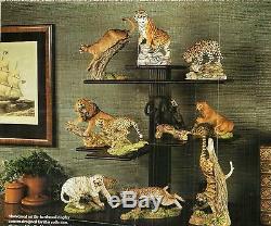 Franklin Mint 12 Hand Painted Porcelain Big Cats Sculptures By Artist N Wilson