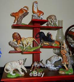 Franklin Mint 12 Hand Painted Porcelain Big Cats Sculptures By Artist N Wilson