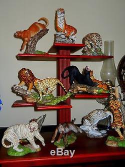 Franklin Mint 12 Hand Painted Porcelain Big Cats Sculptures By Artist N Wilson