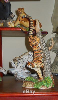 Franklin Mint 12 Hand Painted Porcelain Big Cats Sculptures By Artist N Wilson