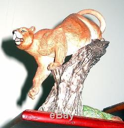 Franklin Mint 12 Hand Painted Porcelain Big Cats Sculptures By Artist N Wilson