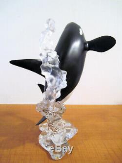 Franklin Mint 12 Orca Killer Whale 1990 Porcelain & Crystal Sculpture Statue