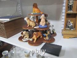 Franklin Mint 12 Porcelain Sculptures with Wood Display World of Puppies 1988