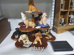 Franklin Mint 12 Porcelain Sculptures with Wood Display World of Puppies 1988