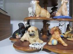 Franklin Mint 12 Porcelain Sculptures with Wood Display World of Puppies 1988