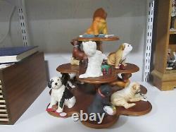 Franklin Mint 12 Porcelain Sculptures with Wood Display World of Puppies 1988