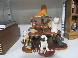 Franklin Mint 12 Porcelain Sculptures with Wood Display World of Puppies 1988