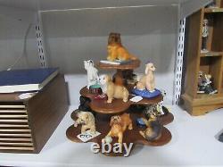 Franklin Mint 12 Porcelain Sculptures with Wood Display World of Puppies 1988