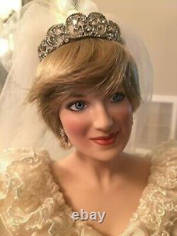 Franklin Mint 18 PRINCESS DIANA PORCELAIN DOLL Wedding Gown/Bride withBox EXTRAS