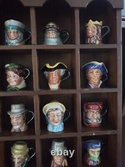 Franklin Mint 1983 Set Porcelain Peter Jackson Miniature Toby Mugs Display Case