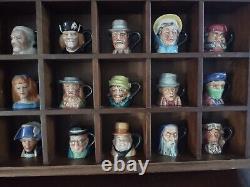 Franklin Mint 1983 Set Porcelain Peter Jackson Miniature Toby Mugs Display Case