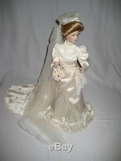 Franklin Mint 1988 Gibson Girl Victorian Bride Doll 22 Tall In porcelain