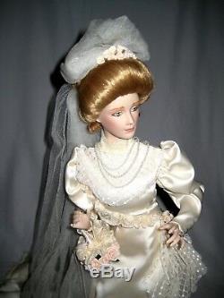 Franklin Mint 1988 Gibson Girl Victorian Bride Doll 22 Tall In porcelain