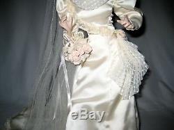 Franklin Mint 1988 Gibson Girl Victorian Bride Doll 22 Tall In porcelain