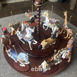 Franklin Mint 1988 Treasury of Carousel Art Menagerie Display 12 Animals 16.5