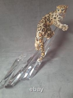 Franklin Mint 1997 Snow Leopard Figure, Porcelain & Crystal, No Box