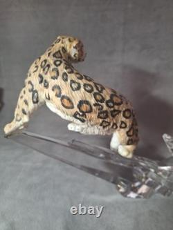 Franklin Mint 1997 Snow Leopard Figure, Porcelain & Crystal, No Box
