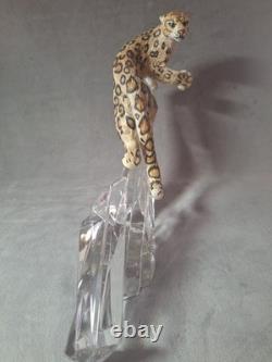 Franklin Mint 1997 Snow Leopard Figure, Porcelain & Crystal, No Box