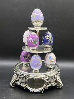 Franklin Mint Amethyst Garden House of Faberge Limited Edition Hand Paint 7 eggs